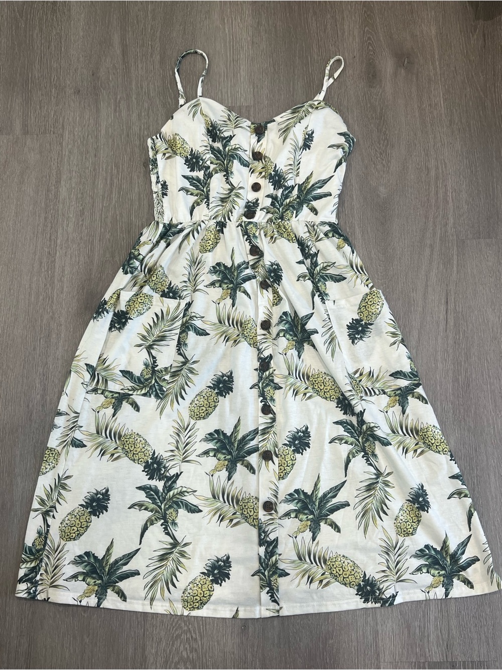 Tropical Pineapple Mid-length Sundress - Size M